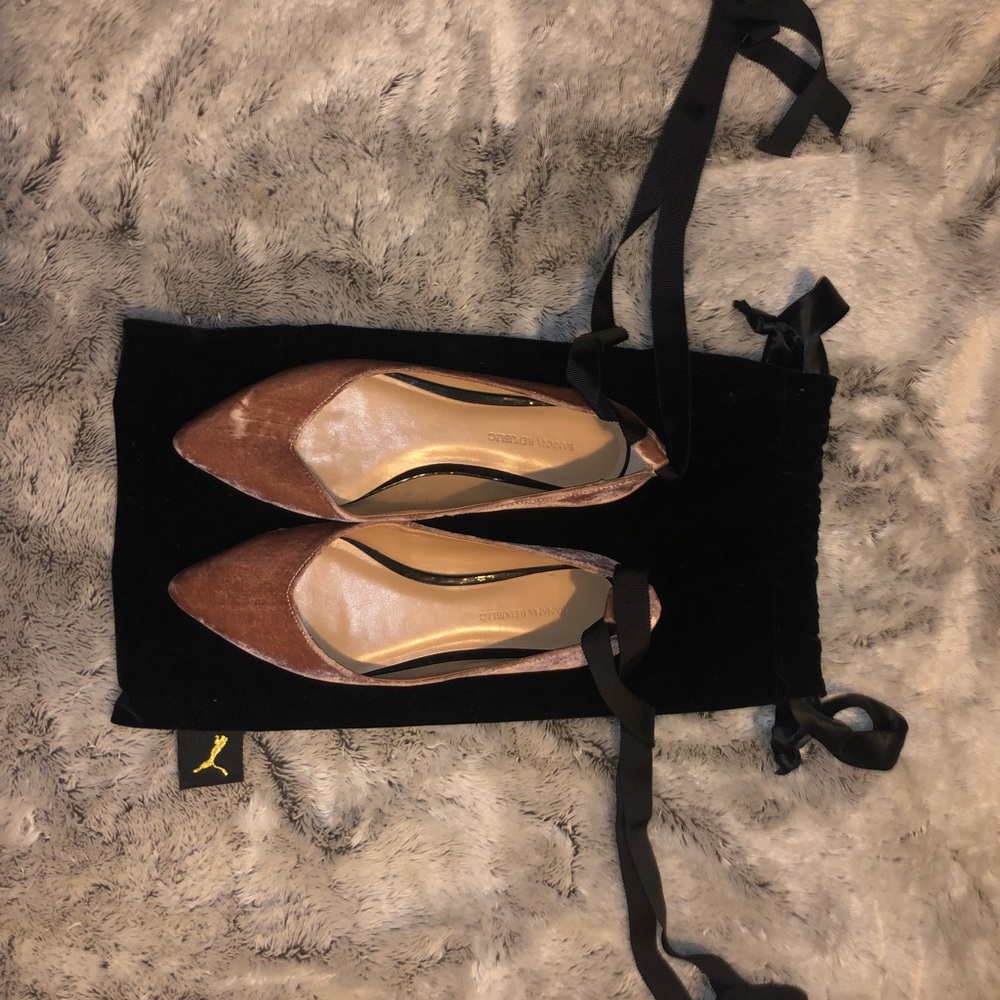 Suede felt ballerina hard bottom pointed shoes
